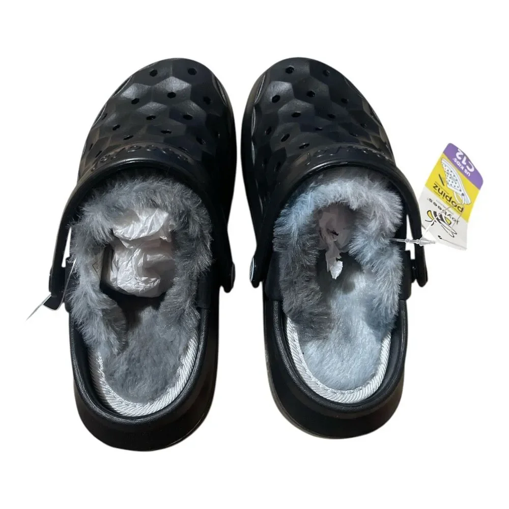 Joybees kids Varsity Lined Clogs - Black/Charcoal C12